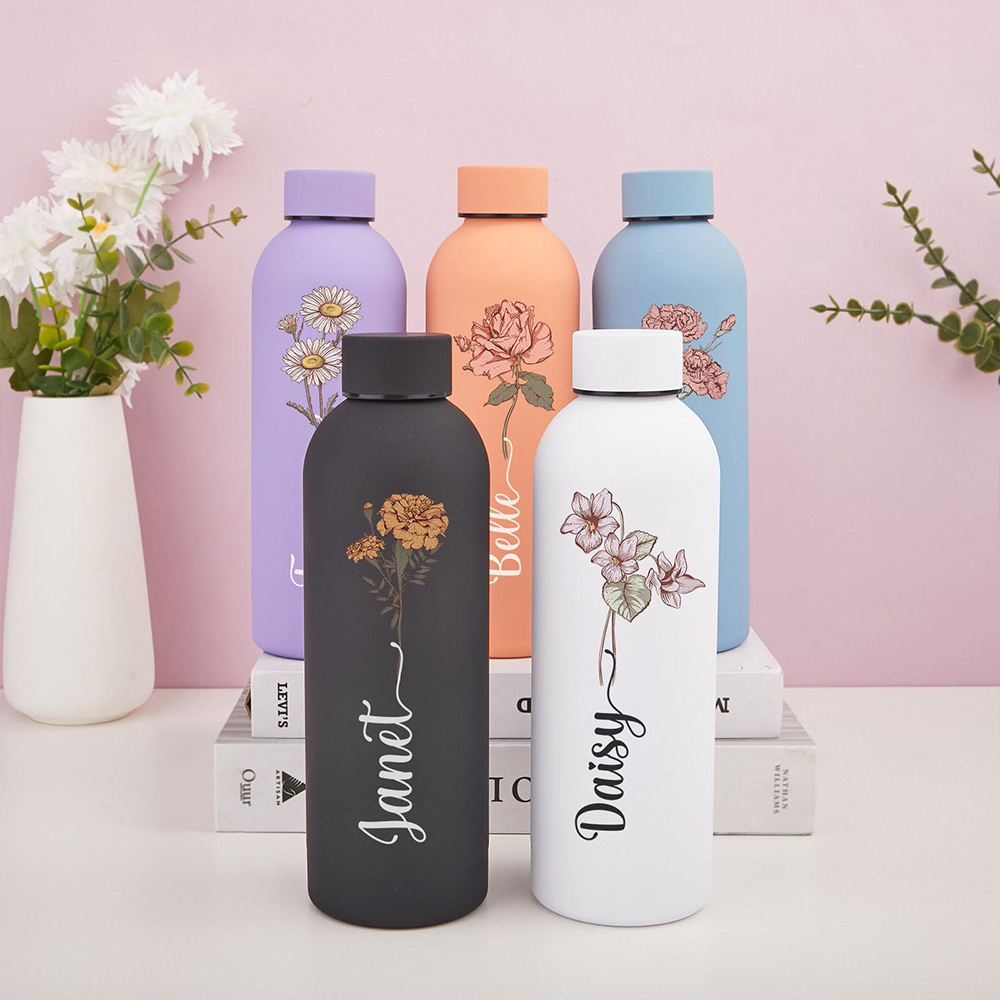 Sports Water Bottle Insulated - Botol Air Bermotif Bunga yang Dapat